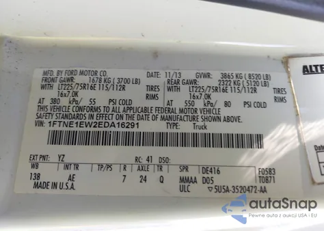 2014 Ford E-150 Commercial из США, поврежденный, VIN 1FTNE1EW2EDA16291